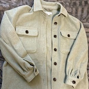free assembly light green thick winter shacket button down